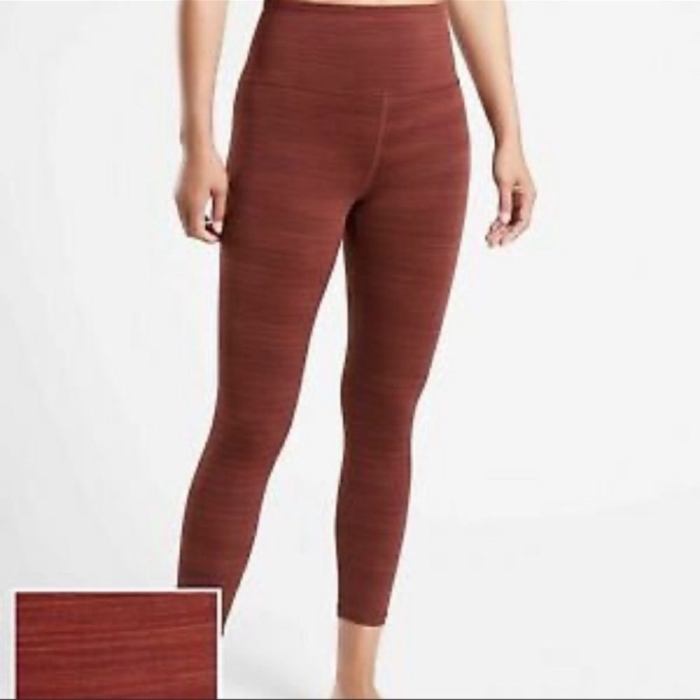 NWOT Athleta Elation Textured 7/8 Tight Stripe High Rise Burgundy Red XS